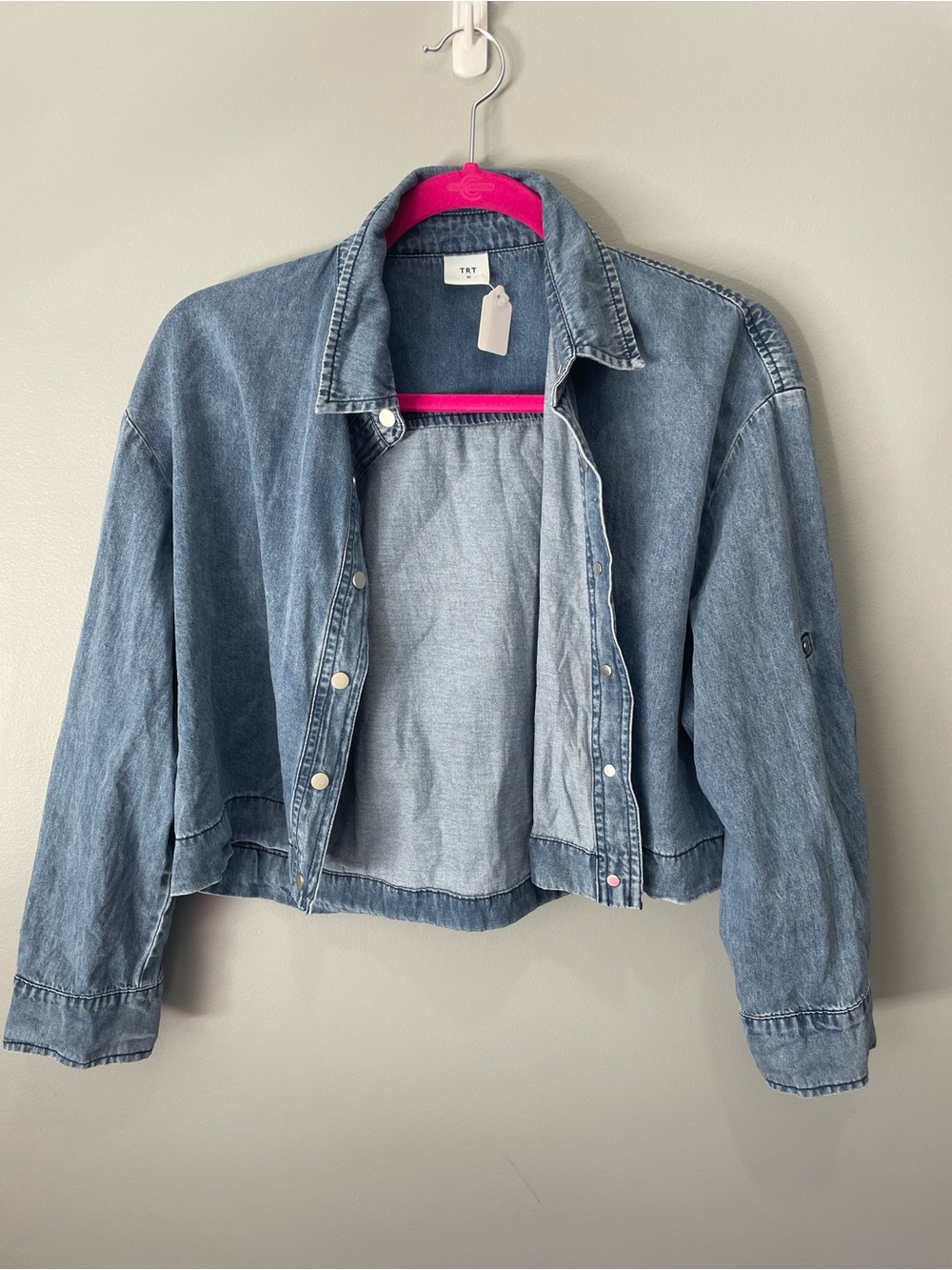 TRT Concept Cropped Denim Shirt Jacket - Mid-Wash Blue (Like New!)